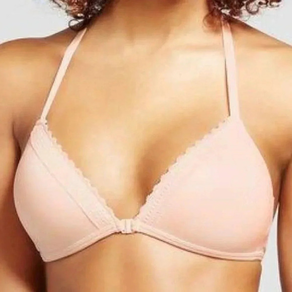 34C Xhilaration Front Close Lounge Wire Free Lace Bra Feather Peach NWT - Picture 4 of 6